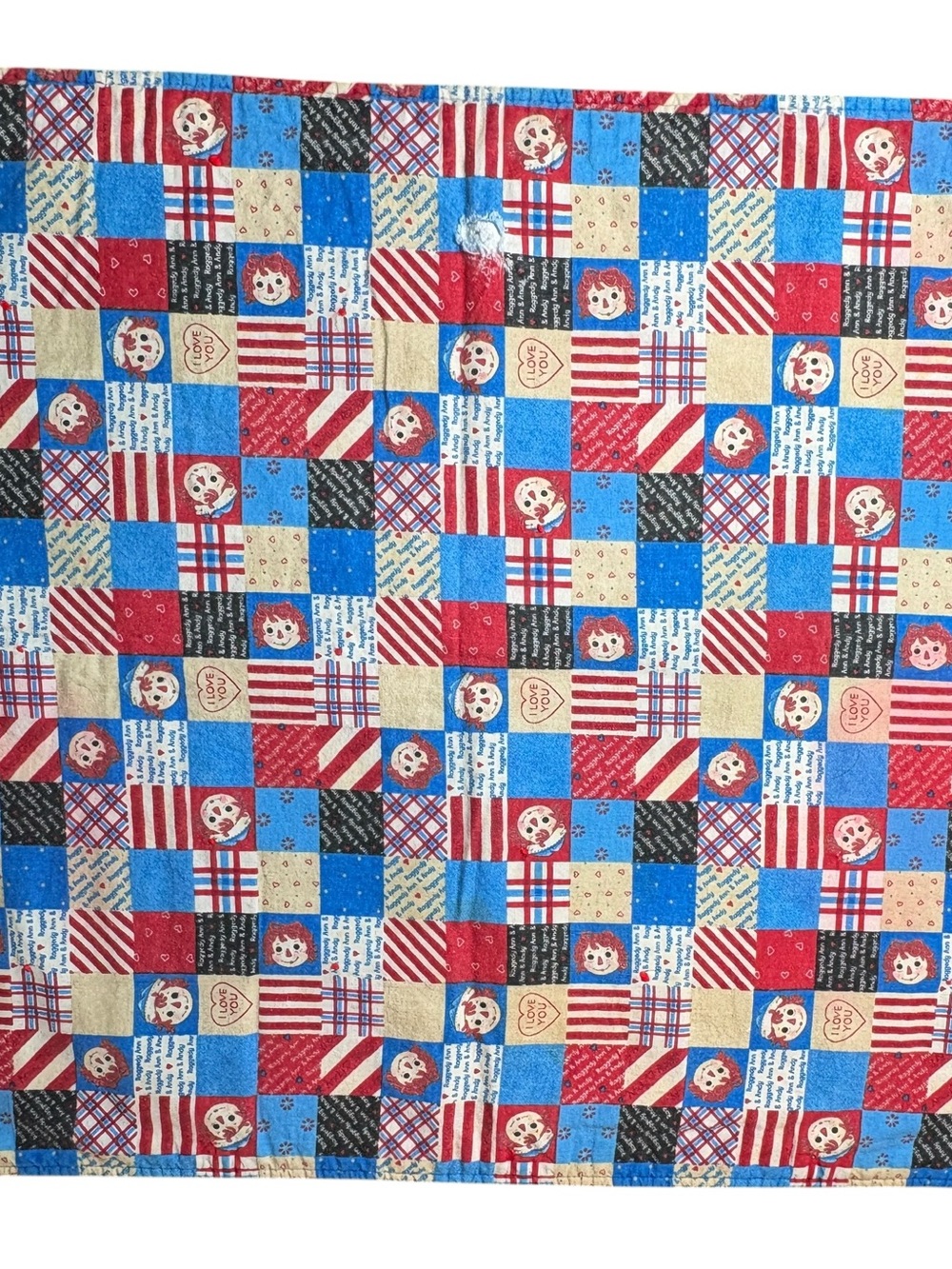 Vintage Raggedy Ann Patchwork Mini Quilt 20x25